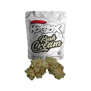 HOTBOX Kush Cream hybrid cannabis flower packaging, 7g.