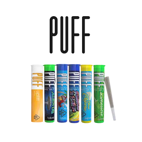 Puff premium pre-rolls in sativa, hybrid, and indica strains, available for delivery in Sacramento via Cannagram.