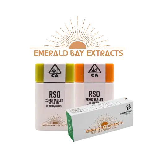 Emerald Bay Extracts RSO tablets and full-spectrum cannabis oil, available for delivery in Sacramento via Cannagram.